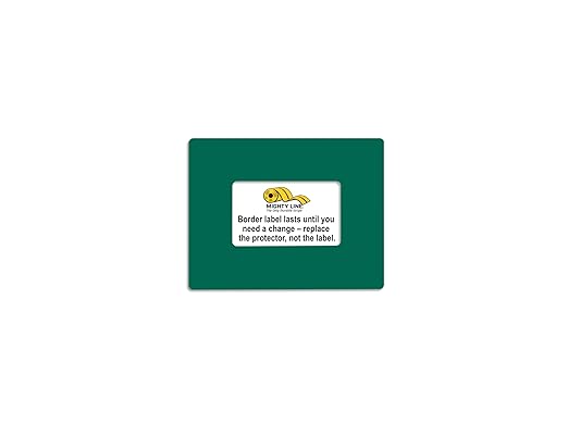 Mighty Line Shield Clear Label Protector Cover Sleeves for Protecting Barcodes, Numbers and Stickers, Heavy-Duty, Peel and Stick, Adhesive, 7" x 9" (3"x5" Window), Pack of 20, Green