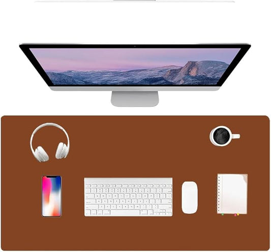 PU Leather Desk Pad Protector Gaming Mouse Pad Non Slip Desk Mat for Keyboard and Mouse Waterproof Desk Writing Pad for Office and Home Desk Accessories(Brown, 31.5 * 15.7)