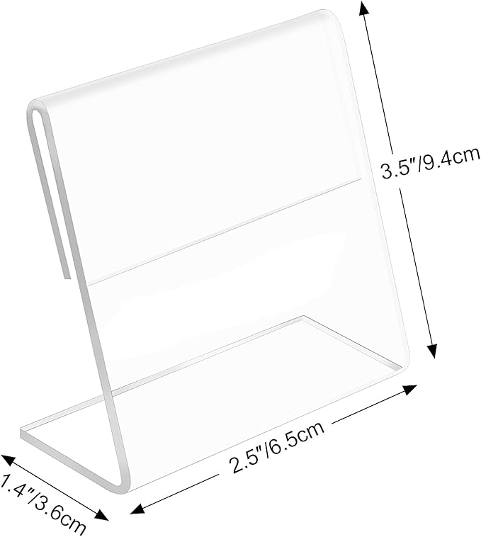 30 pack Small Acrylic Sign Holder 2.5 x 3.5 Inch,Mini Food Sign Labels for Party Buffet,L-Shape Name Card Display Holder,Clear Acrylic Sign Display Holder for Office, Store, Restaurant - Vertical