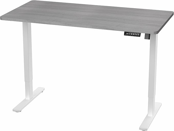 VIVO Electric 55 x 28 in Standing Desk, Memory Height Adjustment, 1B Series, Holds 220 lbs, One-Piece Dark Gray Top, White Frame, DESK-KIT-1W55G