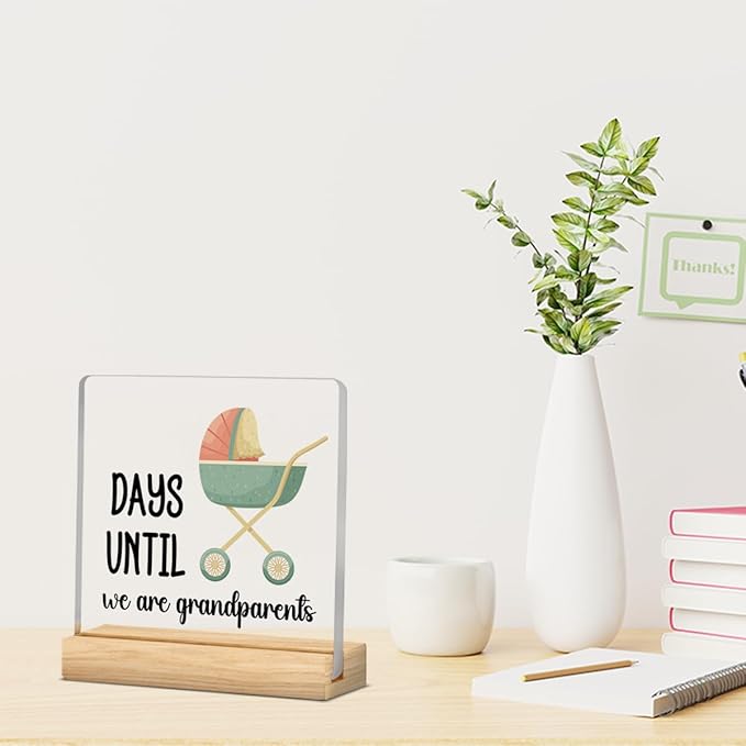Cool Gifts for New Grandparents, Pregnancy Announcement for Grandparents, Funny Days Until We Are Grandparents Gifts, Grandparents Day Decorations Acrylic Sign A 05