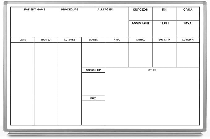 OP-Room Dry-Erase Hospital Whiteboard 36" x 24"