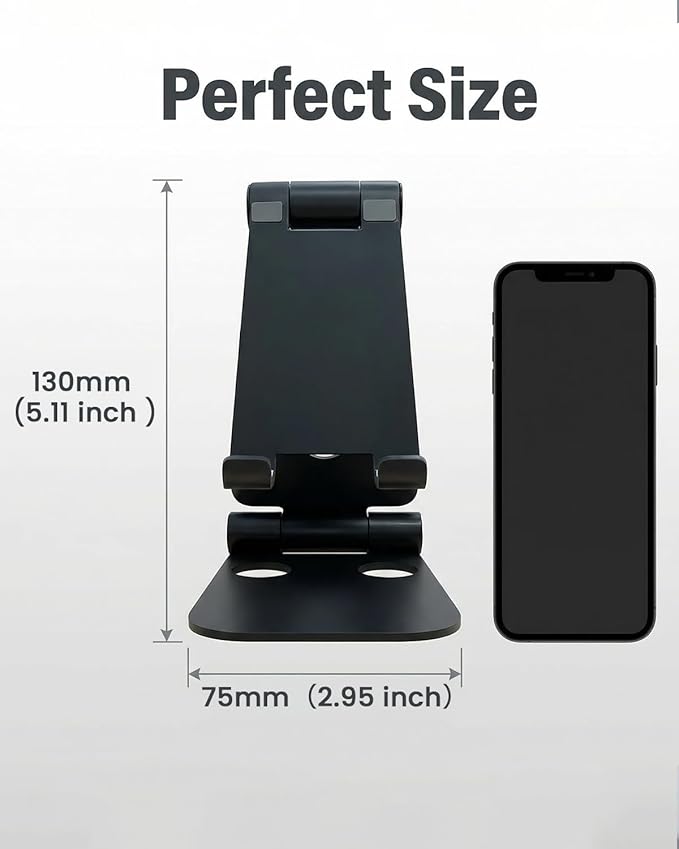 LOXP Tablet Holder Stand, Adjustable Aluminum Alloy Phone Stand, Compatible with 4-13" Tablets Such as iPad Pro 11, 9.7, 10.5, 12.9 Air Mini, Kindle, Tab, iPhone Air 17 Pro Max, Dark Black