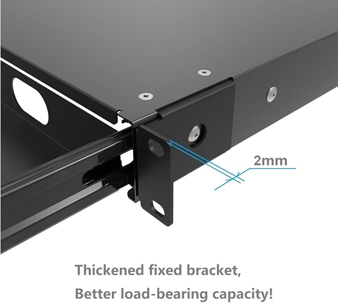QiaoYoubang 1U Server Cabinet Case 19 Inch Rack Mount Lockable Drawer with Key, 12.6 Inch Depth (1U)