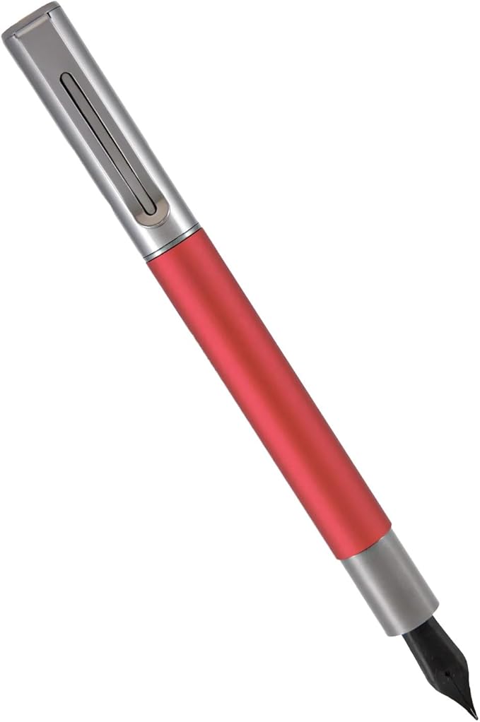 Monteverde USA Ritma Fountain Pen in Red – Stub Nib, Calligraphy JoWo Stainless Steel, Refillable Ink Cartridge/Converter – Perfect for Artists & Calligraphers