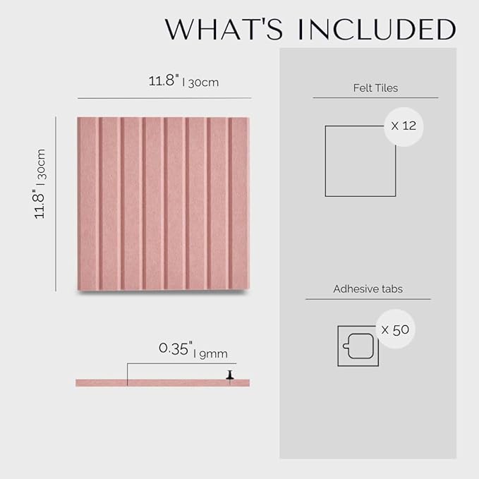 VIVELDA Large Bulletin Board 48"x36" - Office Wall Organizer to Replace your Old Cork Boards for Walls for Office Decor - 12-pack Felt Wall Panels for Use in Home Office Decor, Classroom Decor (Coral)