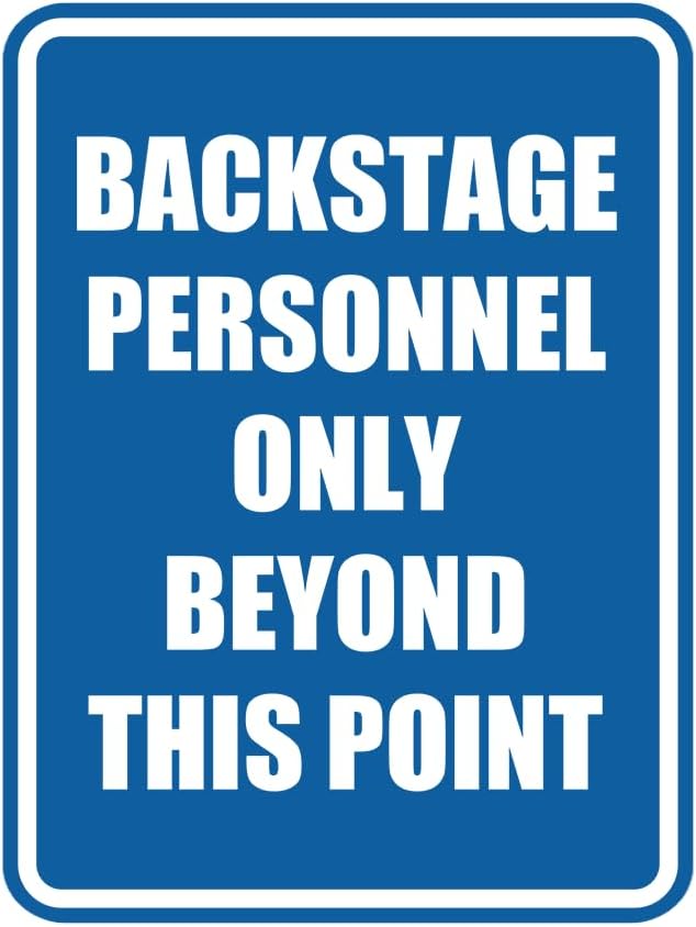 Portrait Round Backstage Personnel Only Beyond This Point Door or Wall Sign Easy Installation | Music | Concert | Festivals Sign (Blue) - Medium