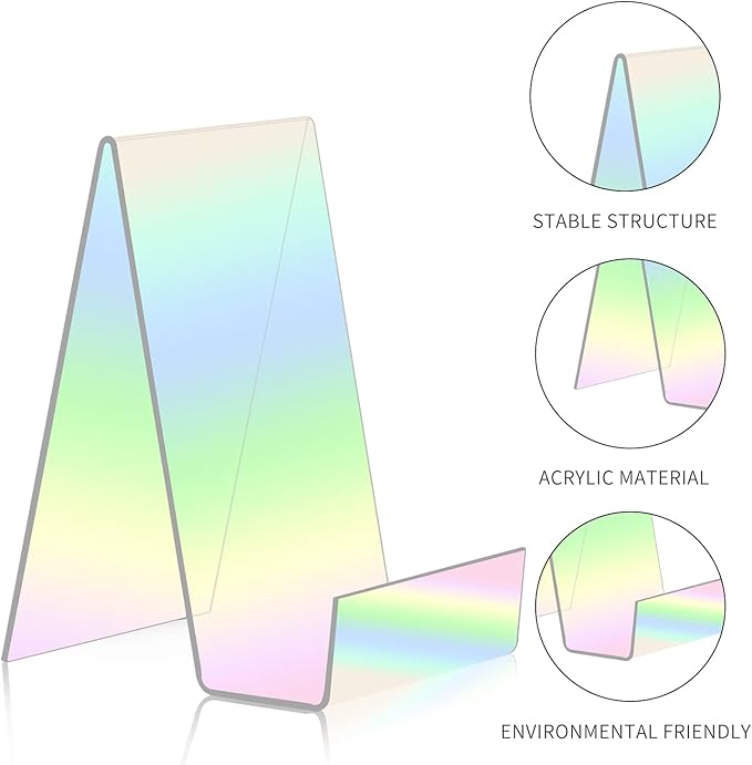 ZOEY Acrylic Book Stand with Ledge - Colorful Display Easels Plate - 5 Pack Small Book Holder Easel Stand for Display, Music Sheets, Artworks, CD, Tablet Holder
