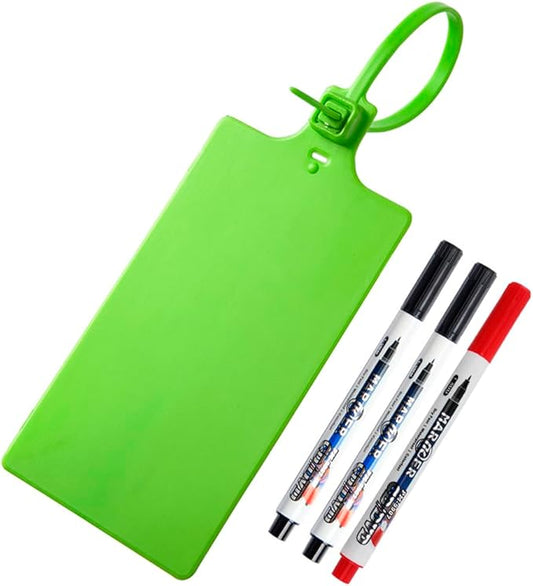 400Pcs Plastic Seals Shipping Label Tags, Writable Marker Big Sign Tie for Logistics, 255mm Total Length Self Locking Inventory Waterproof Tag Fastener with 3 Marker Pen (Green)