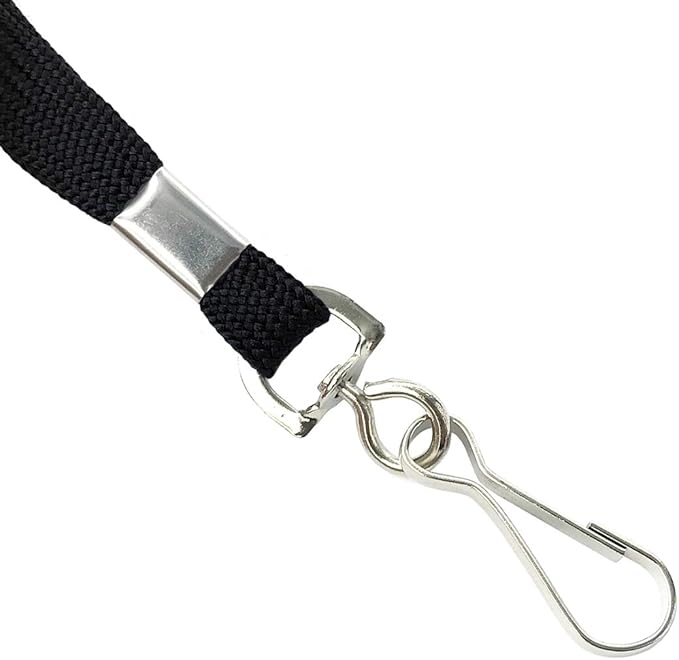 Bird Fiy Lanyards Safety Black Lanyards Neck Flat Premium Breakaway Badge Lanyard with J-Hook for ID Nametag Badge Holder (Black, 25 PCS)