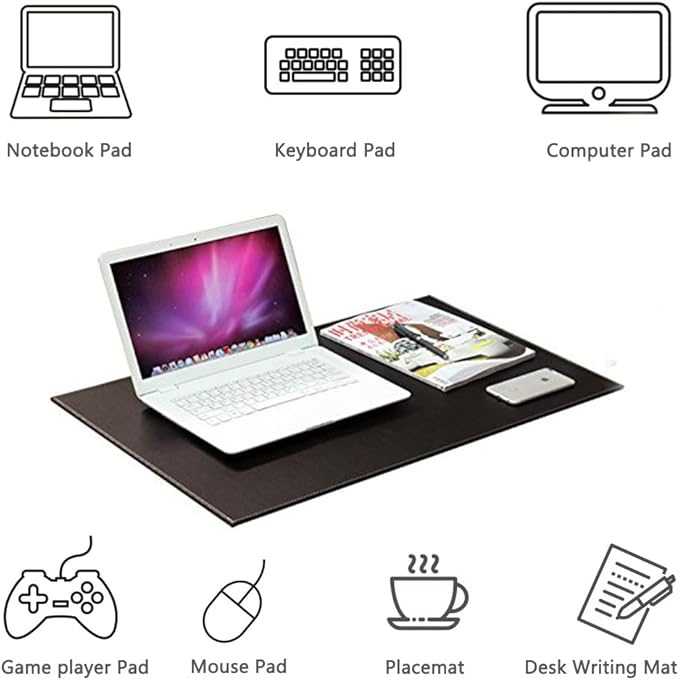 KINGFOM Desk Pad & Mat 24" x 18" Protector Large Mouse Pad PU Leather for Desktops and Laptops (Brown)