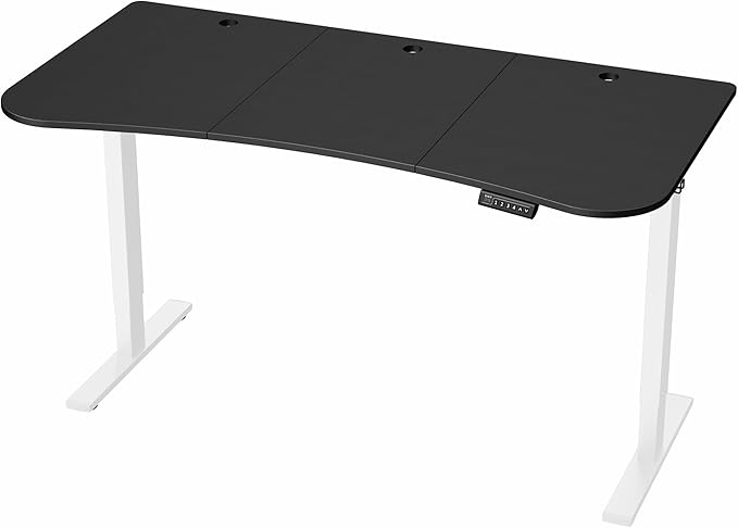 VIVO Electric 63 x 32 in Standing Desk, Memory Height Adjustment, 1B Series, Holds 220 lbs, Black Top White Frame, DESK-KIT-1W1B