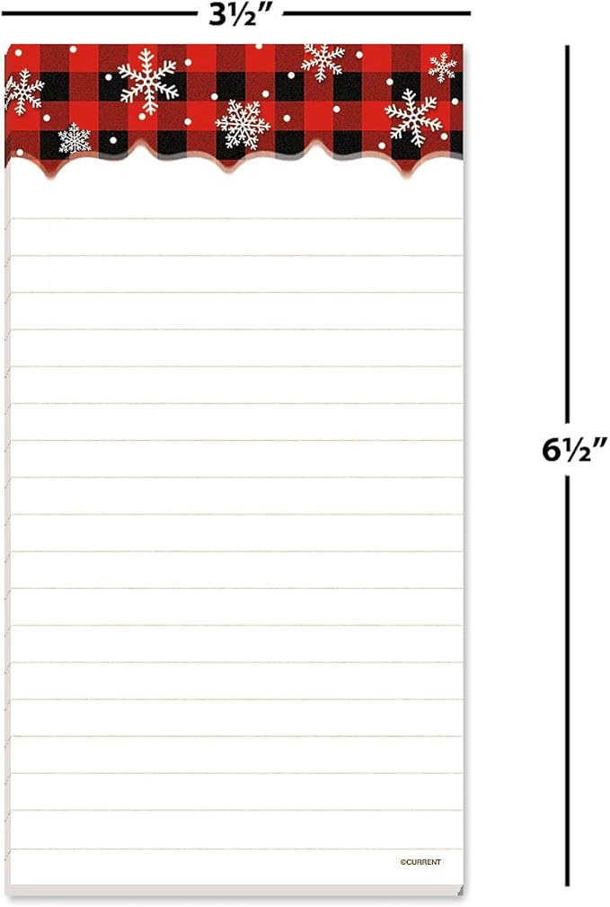 Current Buffalo Plaid Magnetic Holiday Notepad Set – Set of 5 Memo Pads, 60-Sheet Pads, 3 x 6½ Inches, Shopping List, To-Do Notes, Printed in The USA
