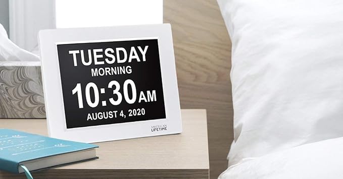 American Lifetime New 2026 Dementia Clock Large for Seniors, Digital Clock Large Display with Custom Alarms, Clock with Day & Date for Elderly, Number Digital Clock 12 Inches White