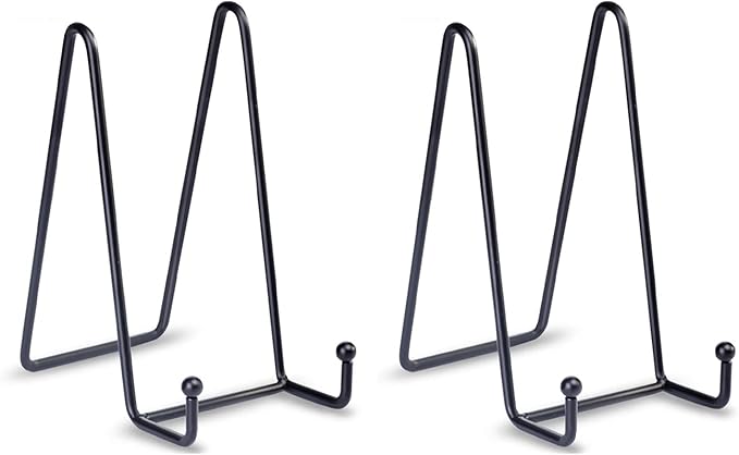 LIONWEI LIONWELI Plate Stands for Display - 6 Inch Metal Easels 2 Pack - Sturdy Tabletop Holders for Decorative Plates, Picture Frames, Books, Tablets, Vinyl Records & More - Black