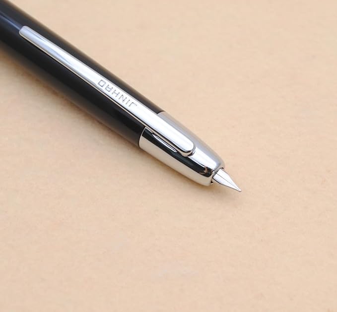 JINHAO 20 Press Fountain Pen, Retractable Capless Resin Pen with Ink Converter (EF Nib 0.4mm, Bright Black)