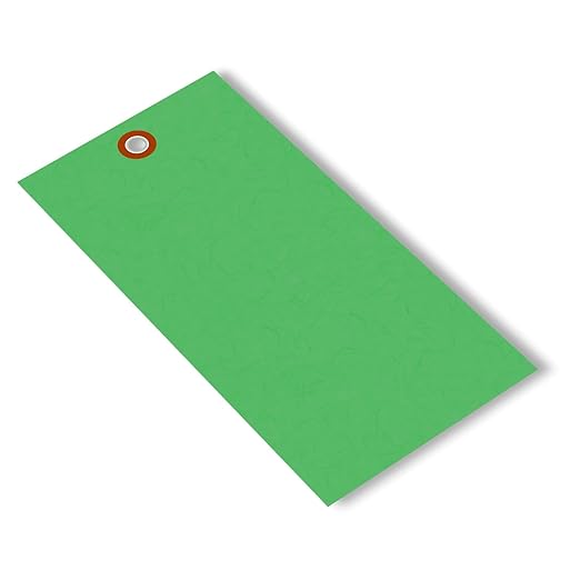 SmartSign (Pack of 100) 6.25 x 3.125 inch “Green” Blank Tyvek Shipping Tags with Metal Eyelets, Size #8, 8 mil Thick Tyvek, Made in USA