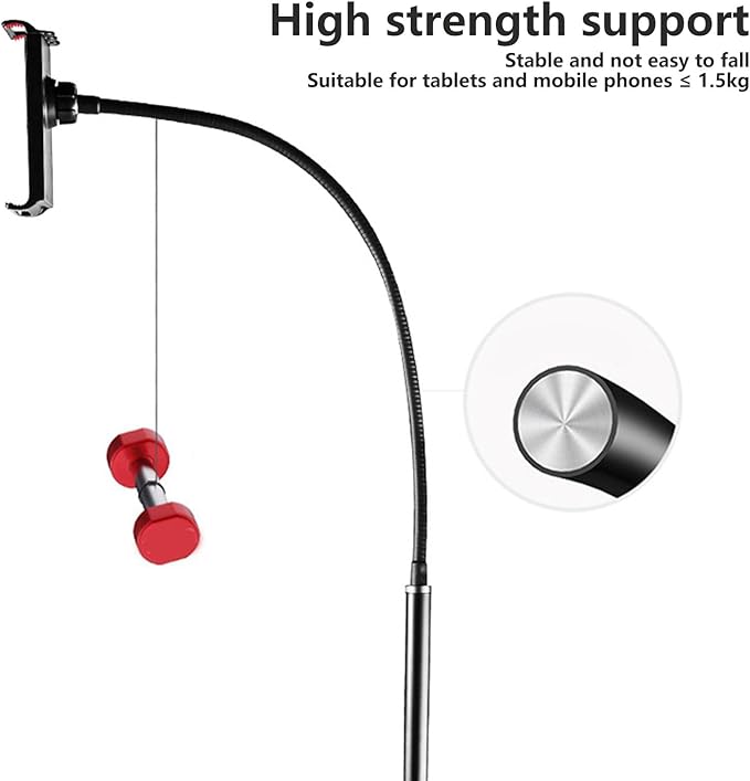 Shurzmotic Tablet Floor Stand, Phone Mount Bracket Holder, Flexible Move 360° Rotation High Stability Aluminum Alloy Base, Multi Purpose Stand for Live Broadcast Online Class Learning, Compat