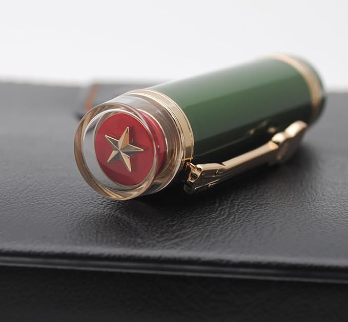 JINHAO 1935 Fountain Pen TIANDAO Series #8 Nib Ink Pen with Guitar-Shaped Clip and Ink Converter (M Nib 0.7mm, Army Green)