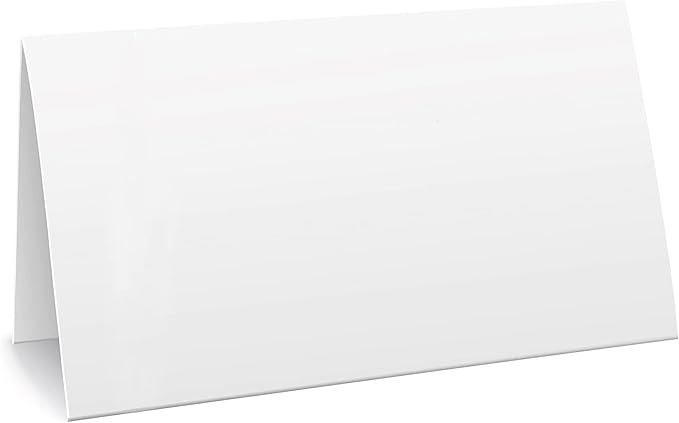 2 x 3,5"Plain White Folding Tent Cards (Set of 100) - 4x3,5"Folds to 2x3,5"Simple Blank Card Stock for Writing, Stamping, Drawing-Make Your Own Note, Thank You Cards, Seating Place Cards for Weddings