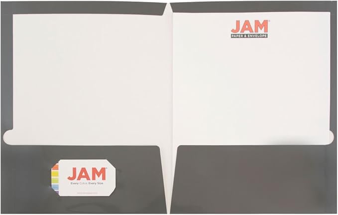 JAM PAPER Laminated Two Pocket Glossy School Folders - Letter Size - High Gloss Grey - Bulk 100/Box