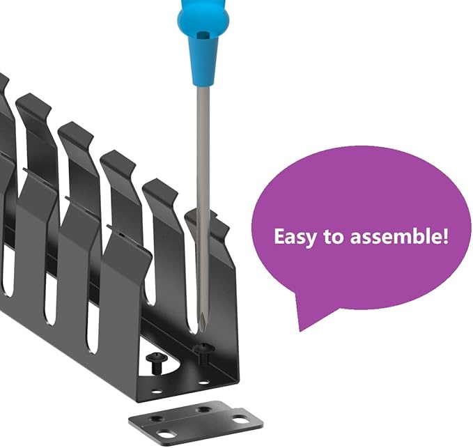Jingchengmei 2 Pack of All Metal 1U Cable Management Horizontal Rack Mount Cable Manager with 12 Big Finger Slots for 19-inch Server Rack or Cabinet