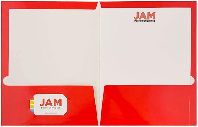 JAM PAPER Laminated Two Pocket Glossy School Folders - Letter Size - High Gloss Red - 6/Pack