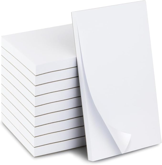 KitchenDine 10 Pack Note Pads 3x5 | 100 Sheets Per Memo Pad | Server Note Pads | Scratch Pads for Writing | White Blank Notepads in Bulk | Small Notepad | Paper Pads for To Do Grocery List