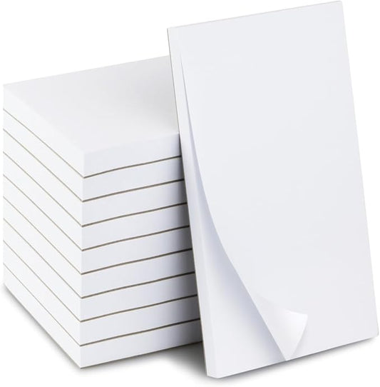 KitchenDine 10 Pack Note Pads 3x5 | 100 Sheets Per Memo Pad | Server Note Pads | Scratch Pads for Writing | White Blank Notepads in Bulk | Small Notepad | Paper Pads for To Do Grocery List
