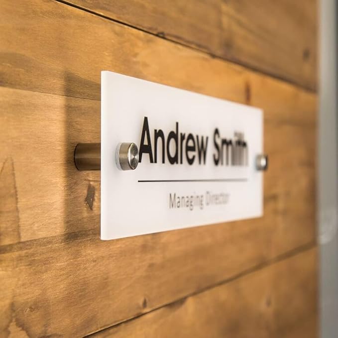 Personalized Office Door Sign, Custom Acrylic Name Plate with Title, Professional Wall Plaque for Business, Home Office, or Desk – Modern Design, Name Plate - 8x2 Executive CEO Sign, New Job Décor 1