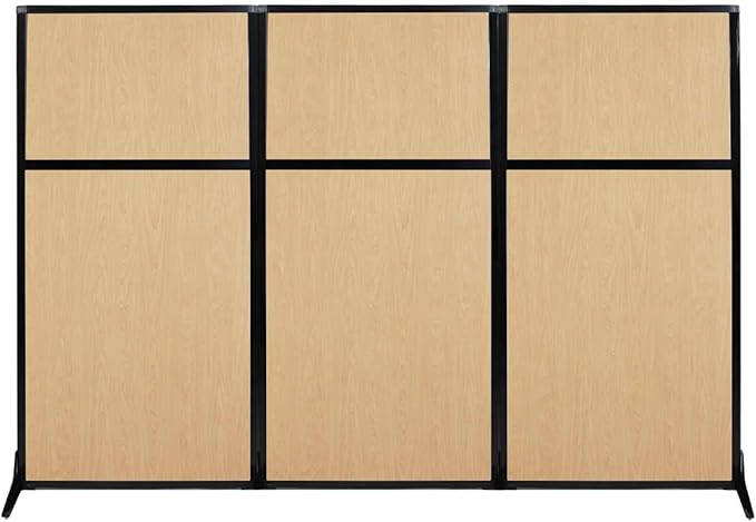 Versare Workstation Partition | Portable Wall Divider | Modern Office Cubicle | Free Standing Privacy Screen | Flexible Work Space | 99" x 70" Natural Maple Wood Grain Panels No Window
