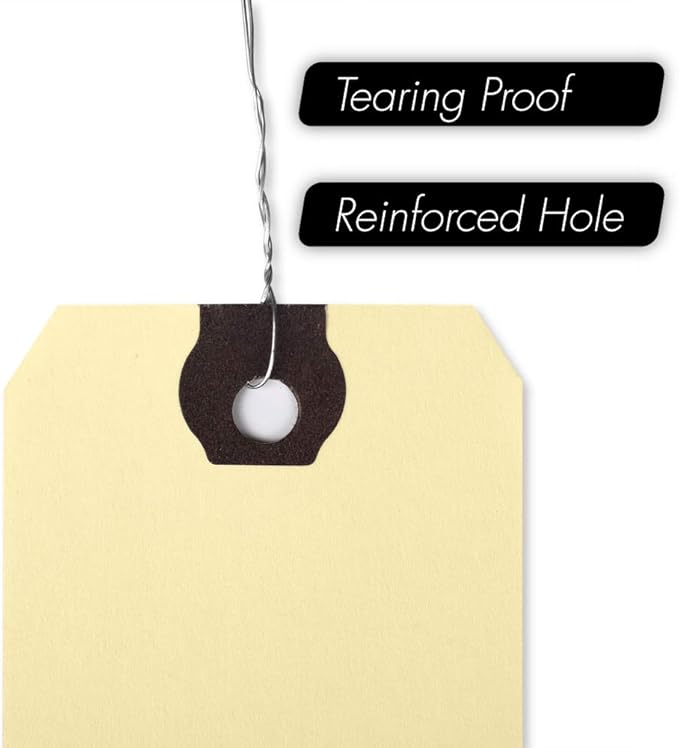 INNOVART Shipping Tags - Double Wired 4 3/4" x 2 3/8", Manila Wire Tags with Reinforced Eyelet, Case of 100
