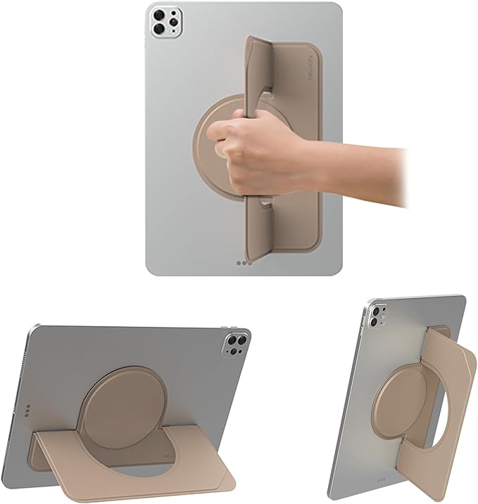 Nillkin Adhesive Tablet Stand, 0.14 inch Invisible Slim iPad Holder, Stepless Adjustable Stand, Built-in Back Magnets, Compatible with Tablets Up to 10.4-13.2 inch, Brown