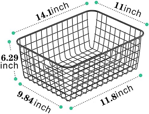 HDYOUDO Metal Black Large Wire Basket Food Storage Organizer,pantry organizers and storage for Organizing Kitchen Cabinets potato onion, 2 Pack