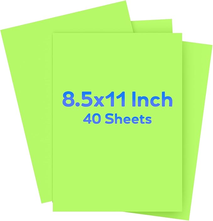 Green Cardstock 8.5 x 11, Colored Card Stock, 40 Sheets Light Green Paper, Cardstock Paper for Invitations, Art, Drawing, Menu, DIY Card, Tag, Cards Making, Craft, Certificate, School, Office Printing