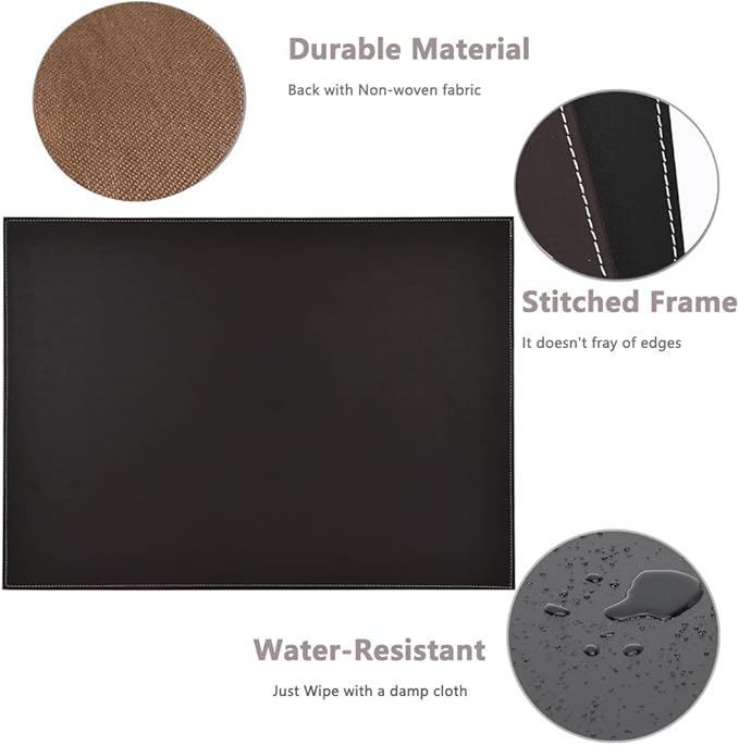 KINGFOM Desk Pad & Mat 24" x 18" Protector Large Mouse Pad PU Leather for Desktops and Laptops (Brown)