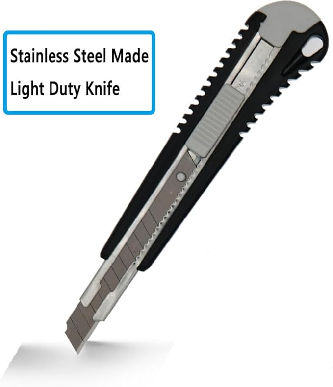 WEKOIL 9mm Snap Off Utility Knife 3 Pack High Hardness Retractable Box Cutters with 30 Pcs Snap Off Blades,Package Cutter 9mm Knife for Home Office Workstation,Black
