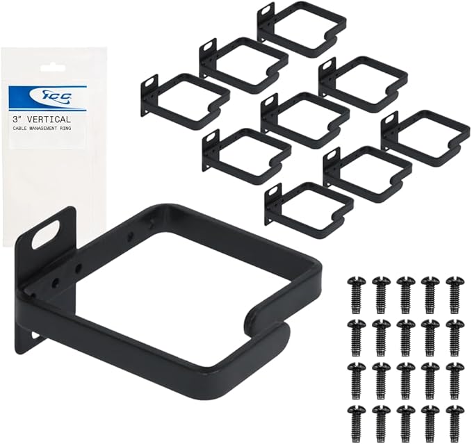 ICC 3” Metal Cable Management Ring, Vertical, Rack or Wall Mount, Pack of 10 – Cable Organizer for Network Racks and Wiring Systems
