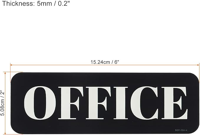 PATIKIL Office Sign, 2 Pack Acrylic 6"x2" Self Adhesive Door Sign Sticker Waterproof Decor Label for Office Home Business, Black