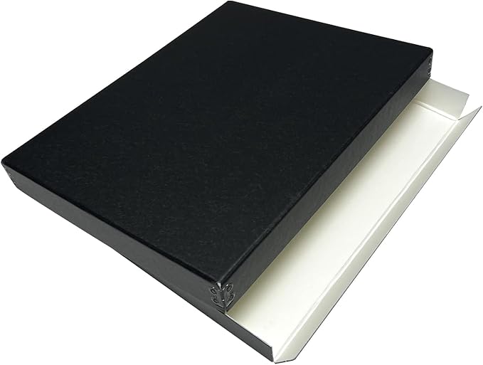 Lineco Museum Archival Storage Box, 11.75x15.25x1.5 in. Drop Front Design. Acid-Free with Metal Edge. Organize Photos, Pictures, Prints, Documents, Crafts, DIY. Black, 1 Pack