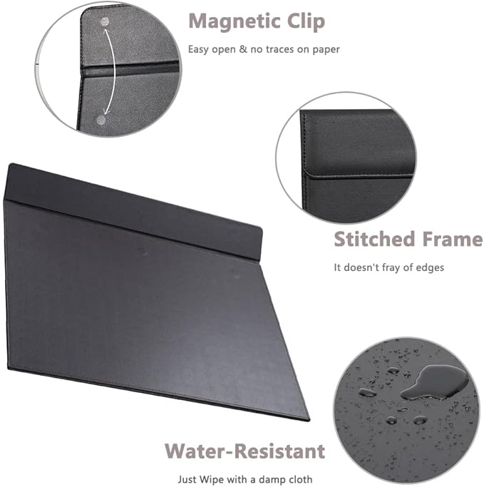 KINGFOM 18''x14'' Large Rectangle A3 Desk Writing & Drawing Desk Pad &Board Table Protector Mat with Paper Clip on Top Brown