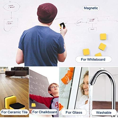 Dry Erase Erasers, 36 Pack Magnetic Whiteboard Eraser Chalkboard Eraser Dry Eraser for Classroom Office and home (Yellow)