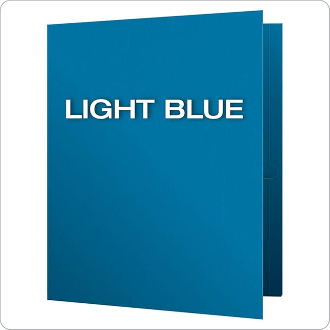 Oxford Twin-Pocket Folders, Textured Paper, Letter Size, Light Blue, Holds 100 Sheets, Box of 25 (57501EE)