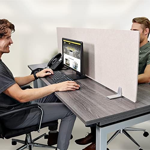 OBEX Free Standing Desk PET Privacy Screen, Table Top Home & Office Furniture Partitions and Dividers, Portable Workstation Freestanding Panels, 18" x 42" Sand