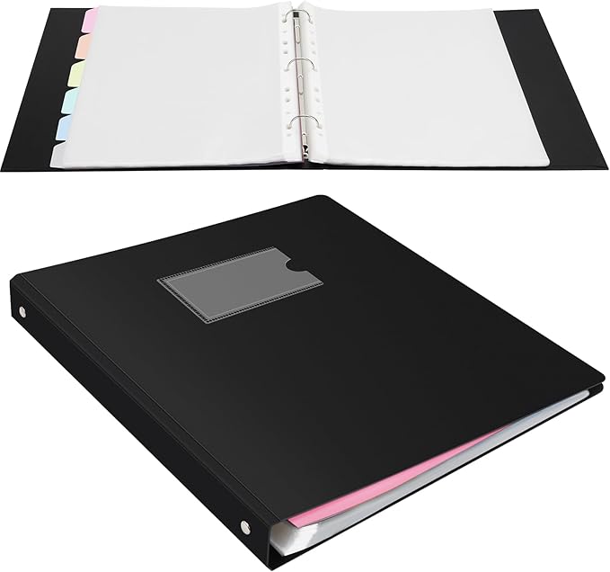 Uquelic 50-Pocket Binder with Plastic Sleeves, High-Capacity Document Organizer and Presentation Book for Artwork, Clear Sheet Protectors, Display 100 Pages (Macaron 50 Pockets)