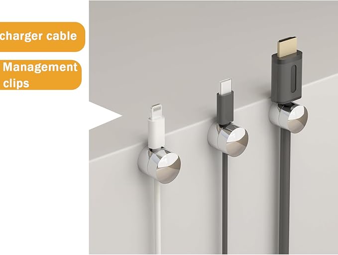 6 Sets Charger Cord Holder, Silver Metal Adhesive Cable Management Clips,Adjustable Cable Anchor Holders,Wire Organizer for Desk, Wall, Home, Office