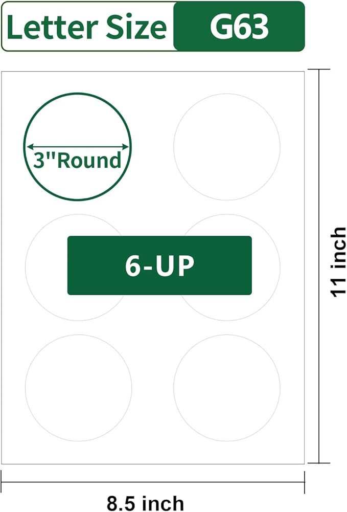 Gemsroyal 3 inch Round Labels Printable,Matte White Circle Labels for Printer,3" Large Printable Stickers,3" Blank Round Sticker Paper,40 Sheets,240 Circle Stickers,World Class Materials