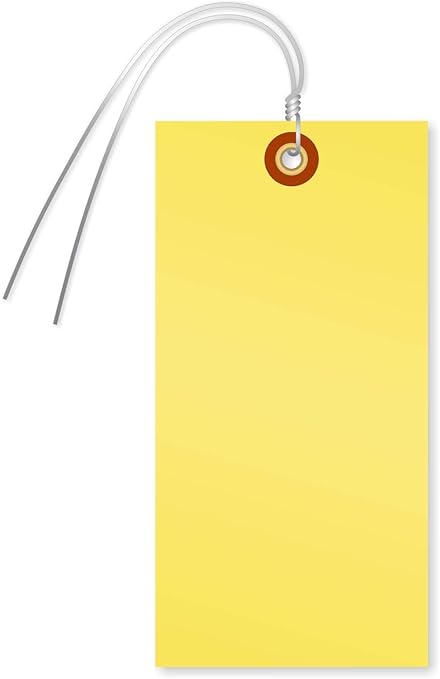 SmartSign Blank Tyvek Shipping Tags with Wire, Size #8 | 6 1/4" x 3 1/8", Pack of 100, Yellow
