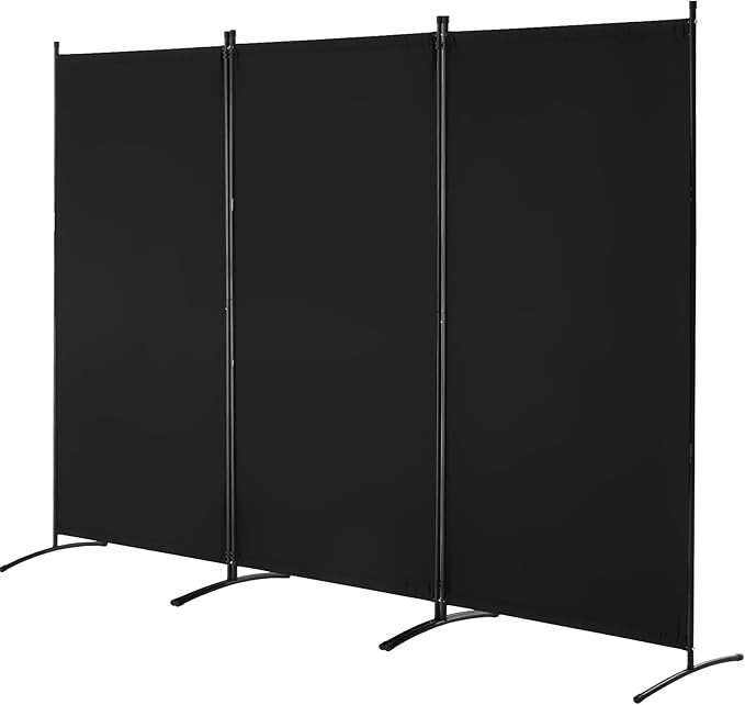 VEVOR Room Divider, 3 Panel Room Divider, Folding Privacy Screen and Portable Partition Divider for Room Separation, Freestanding Room Partitions for Office, Bedroom, Black