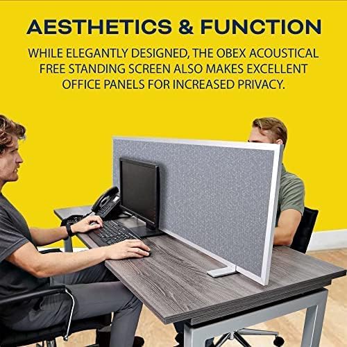 OBEX Acoustical Free Standing Privacy Screen, Cubicle Accessories Desk Privacy Panel, Desk Dividers for Office, Office Furniture Partitions Portable Sound Proof Dividers, 12" x 24", Twilight